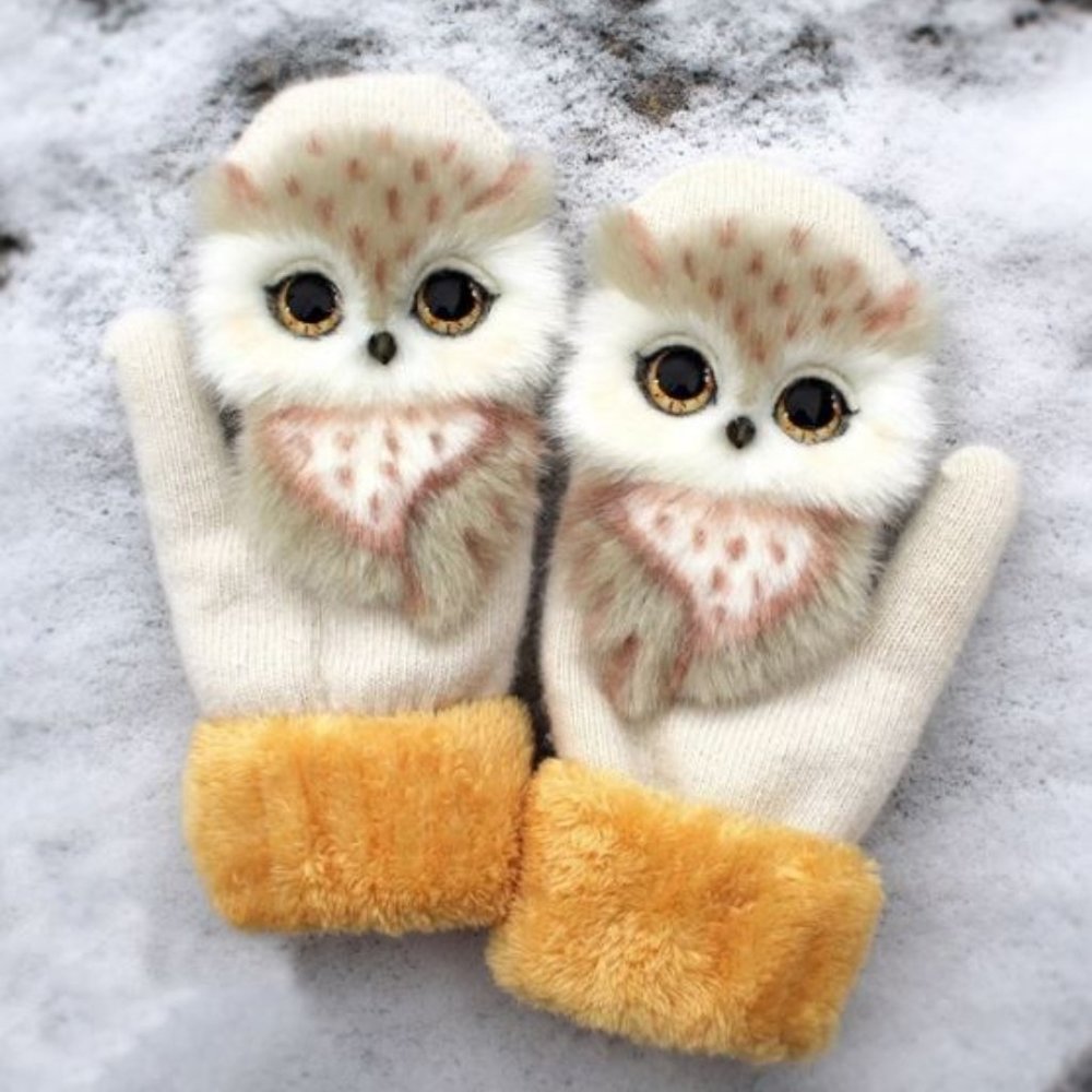 Knitted Gloves (owl) new in bag